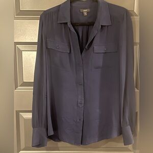 J.Crew Silk Blouse 12 Tall Navy GUC